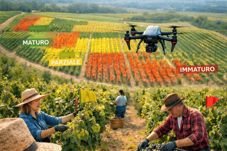 Caso Studio: Uso delle mappe da drone per la raccolta selettiva delle uve