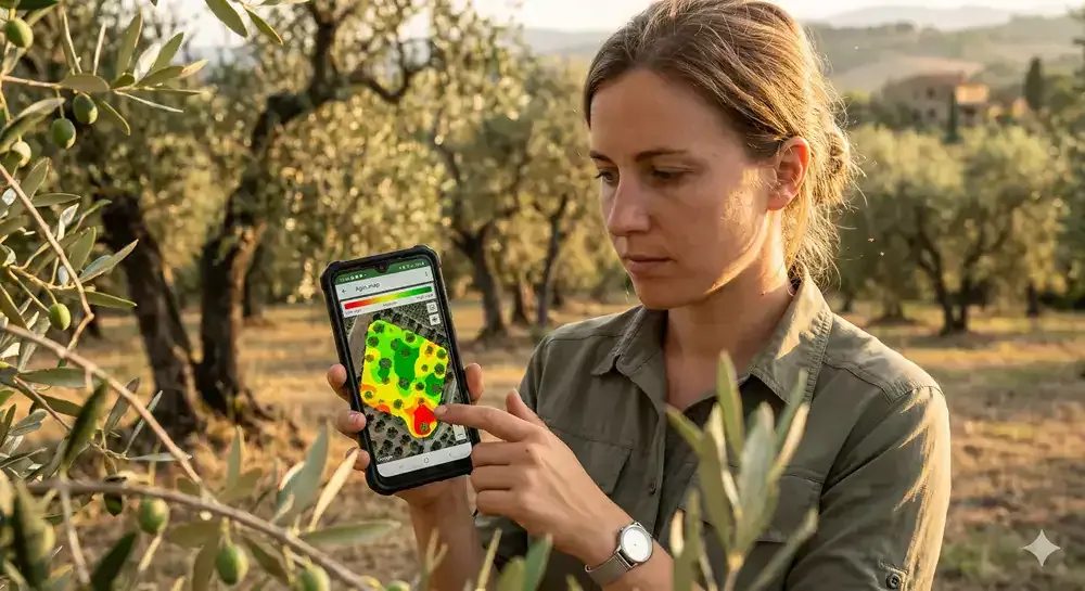 Sensore agricoltura e analisi del terreno con smartphone.